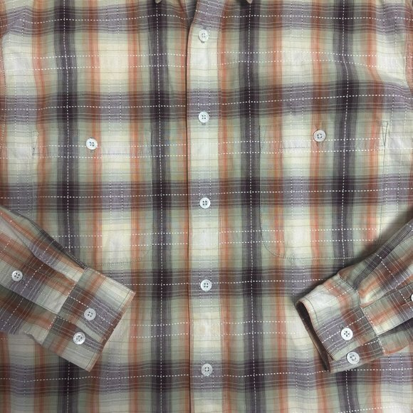 Tommy Bahama Indigo Palms Mens Size Small Tan Rust LS 100% Cotton Western Shirt - Picture 4 of 7